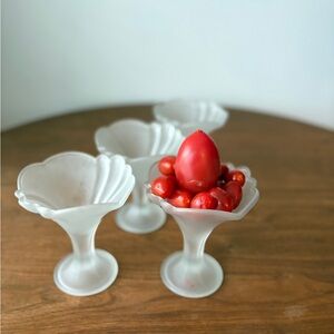 Frosted Glass Tulip Dessert Dishes - Set of 4
